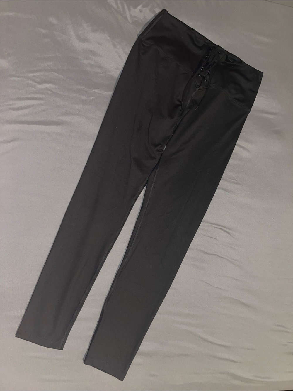 PINK Victoria's Secret Black Lace-Up Waist Leggings